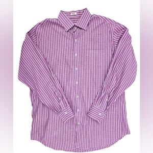Peter Millar Button Down Shirt Pink Purple Check Cotton Mens XL
